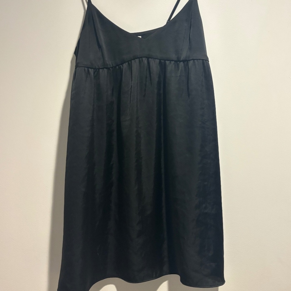Aritizia (Wilfred) Satin Black Babydoll Minidress - XS